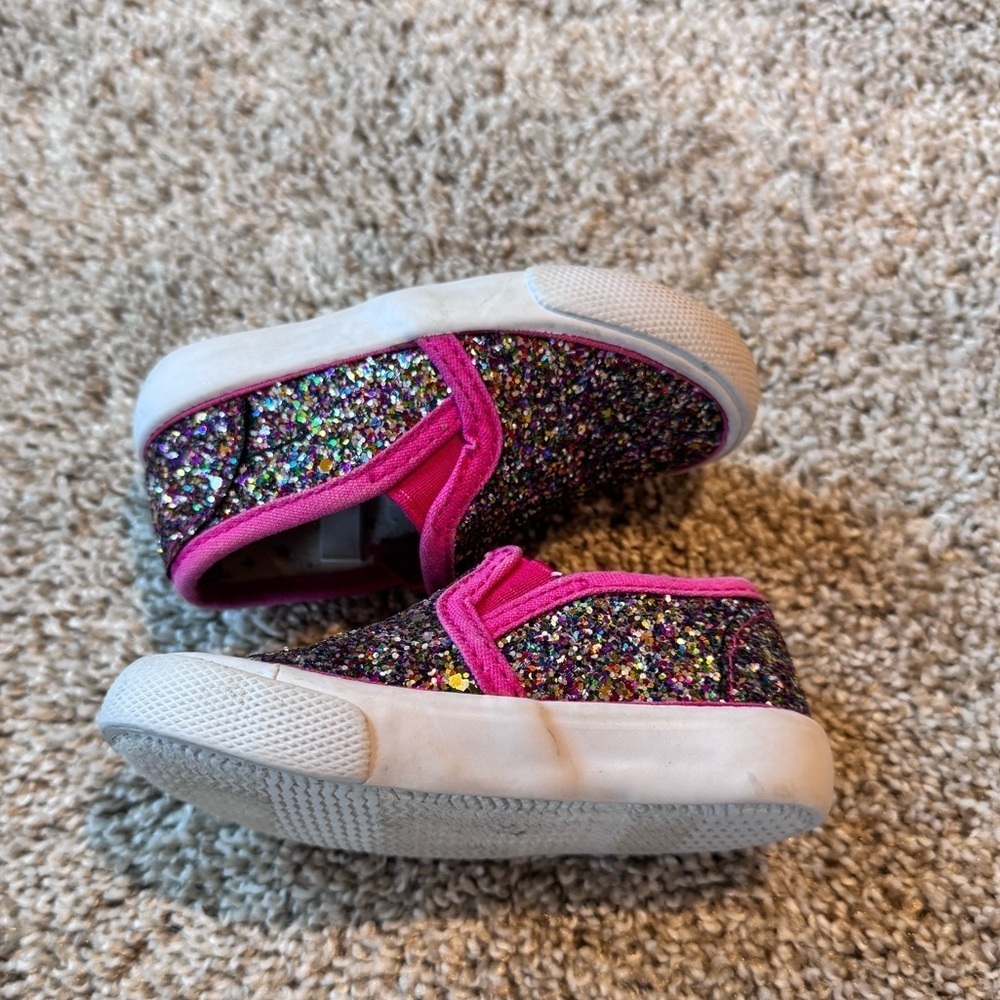 Cat & Jack toddler girl glitter slip on shoes loafers size 5 - Picture 4 of 8